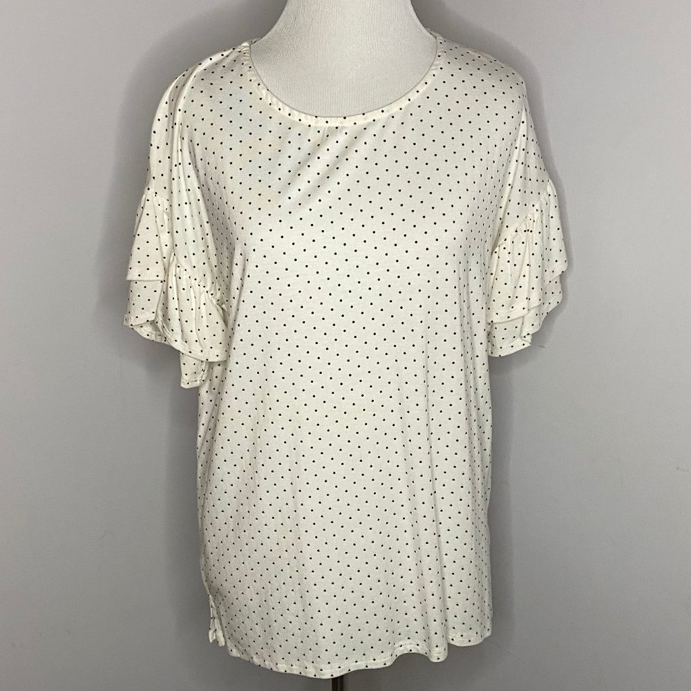 NWT Agnes & Dora Polka Dot Frill Sleeve Top